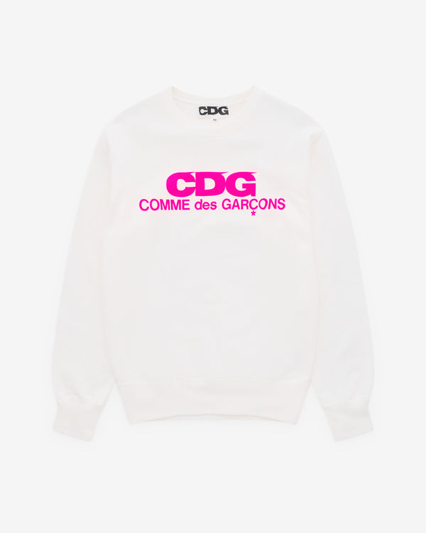 CDG - Pink Logo Sweatshirt - (White)