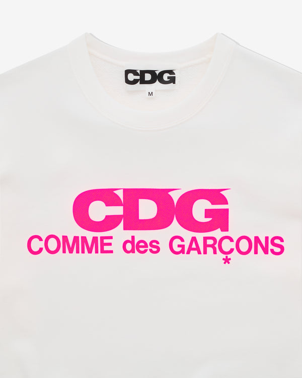 CDG - Pink Logo Sweatshirt - (White)