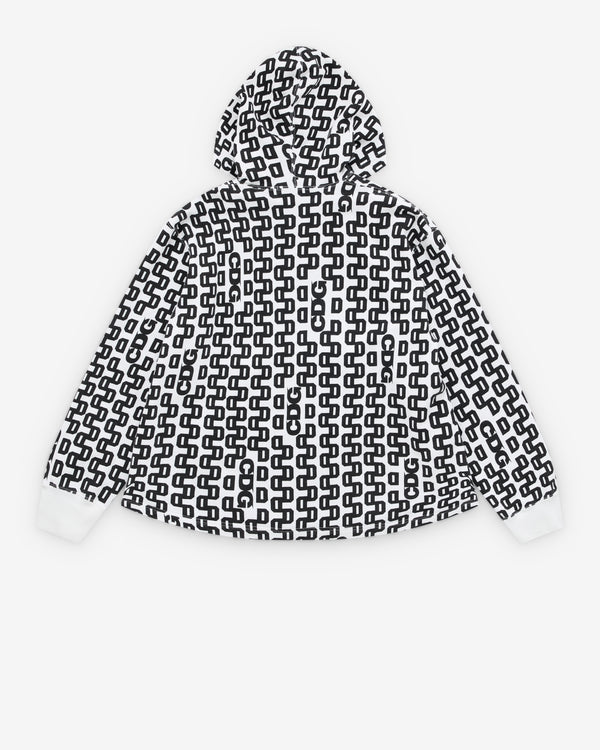 CDG - Overlock Print Zip Hoodie - (White/Black)