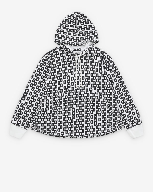 CDG - Overlock Print Hoodie - (Black/White)