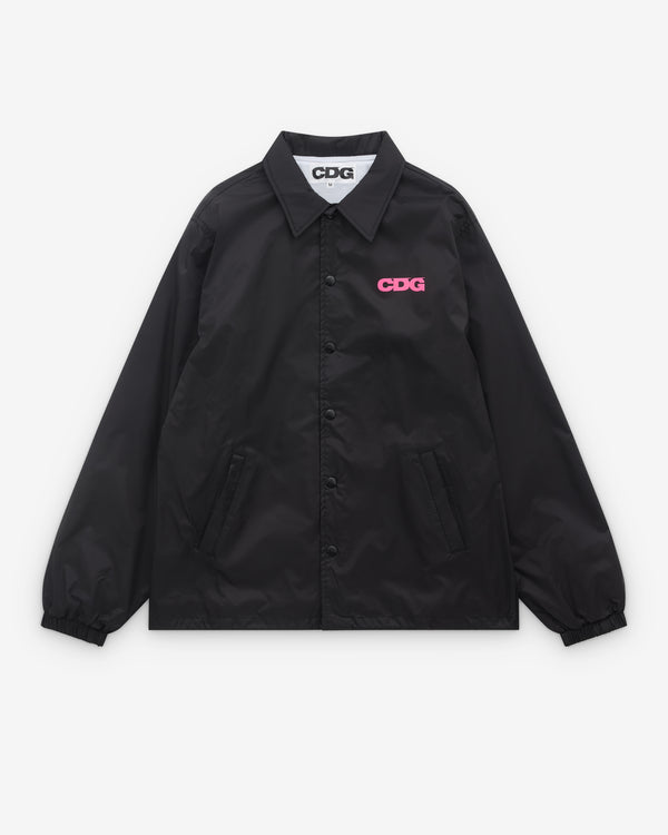 CDG - Pink Logo Coach Jacket - (Black)