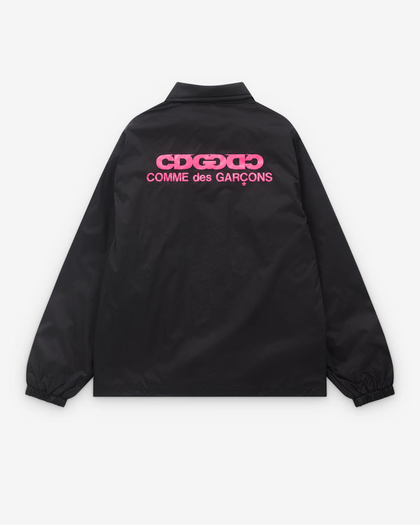 CDG - Pink Logo Coach Jacket - (Black)