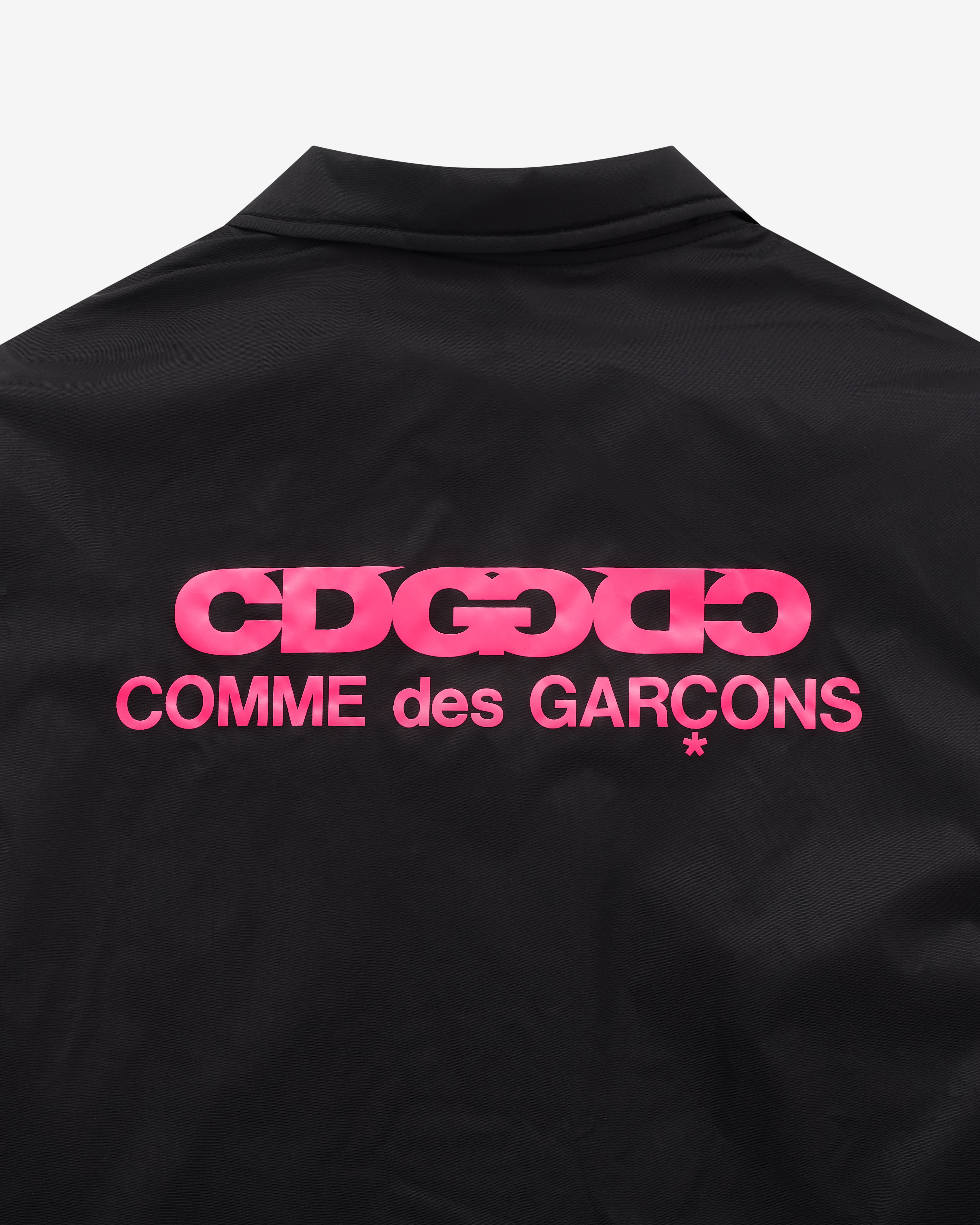 CDG: Pink Logo Coach Jacket (Black) | Dover Street Market London
