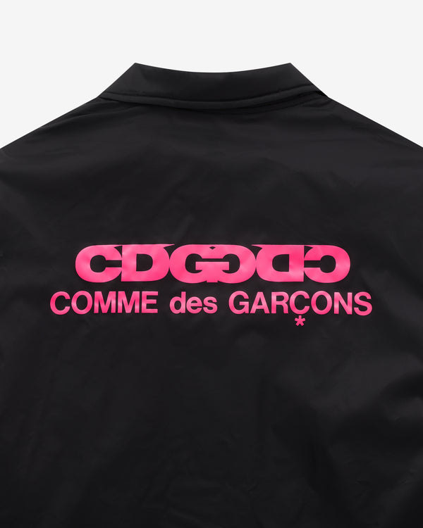 CDG - Pink Logo Coach Jacket - (Black)