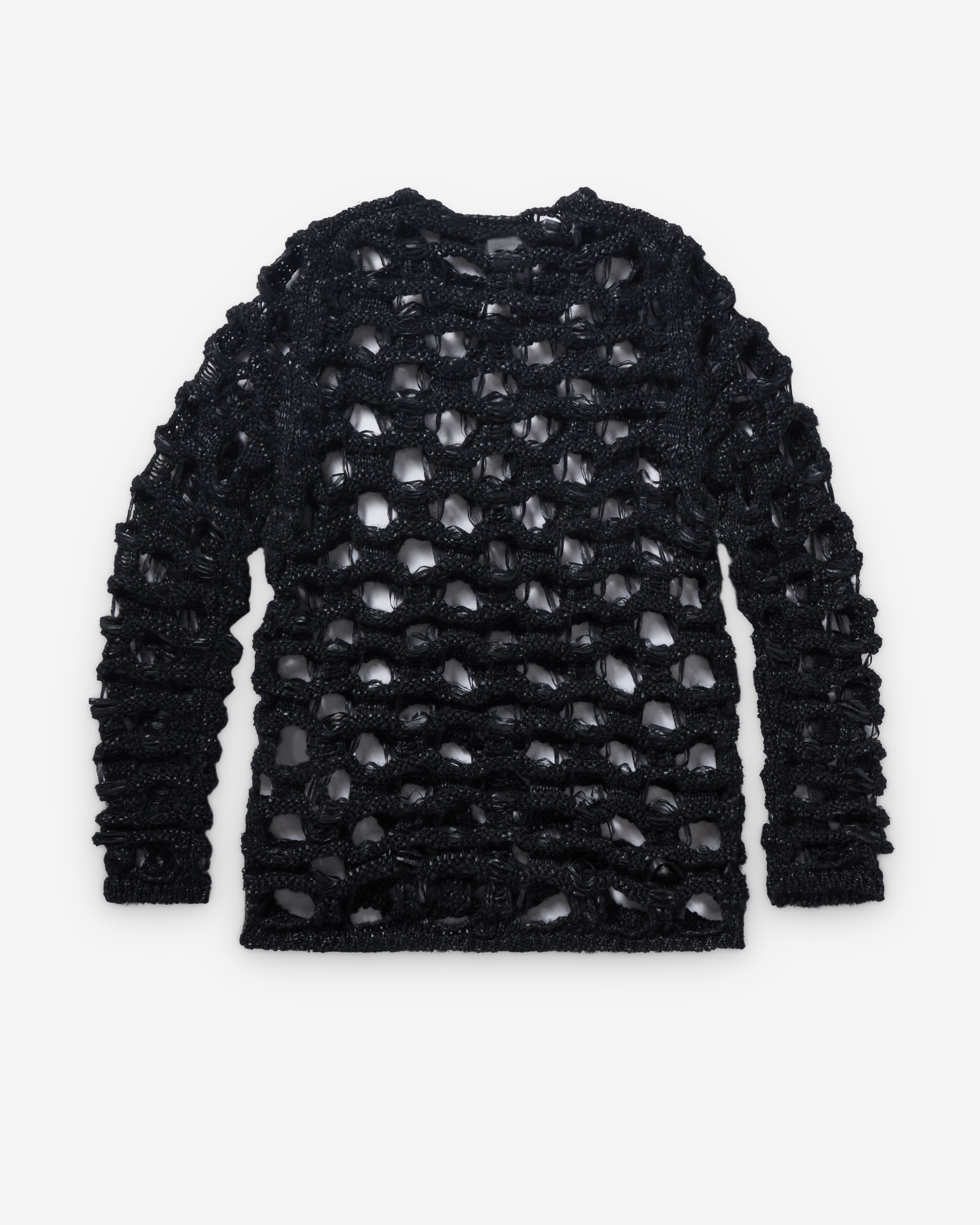 Black Comme des Garçons: Cut Out Mesh Sweater (Black) | Dover