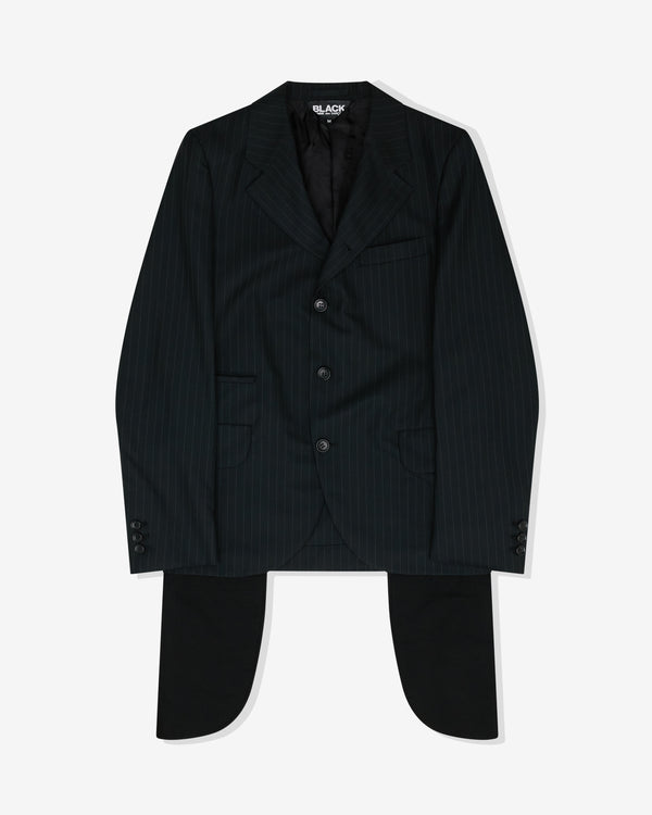 Black Comme des Garçons - Unisex Wool Pinstripe Pocket Bag Jacket - (Black/White)