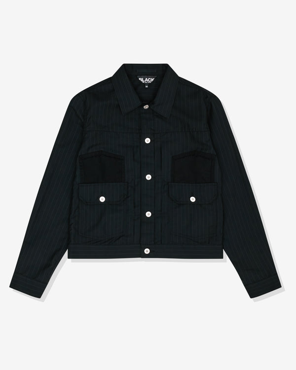 Black Comme des Garçons - Unisex Pinstripe Trucker Shirt - (Black/White)