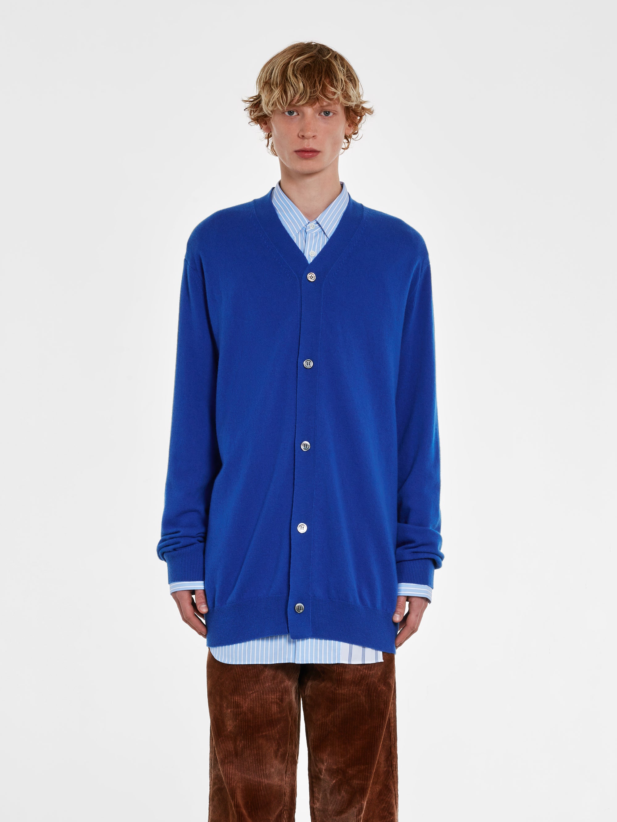 CDG Shirt - Men's Wool Cardigan - (Blue) view 1