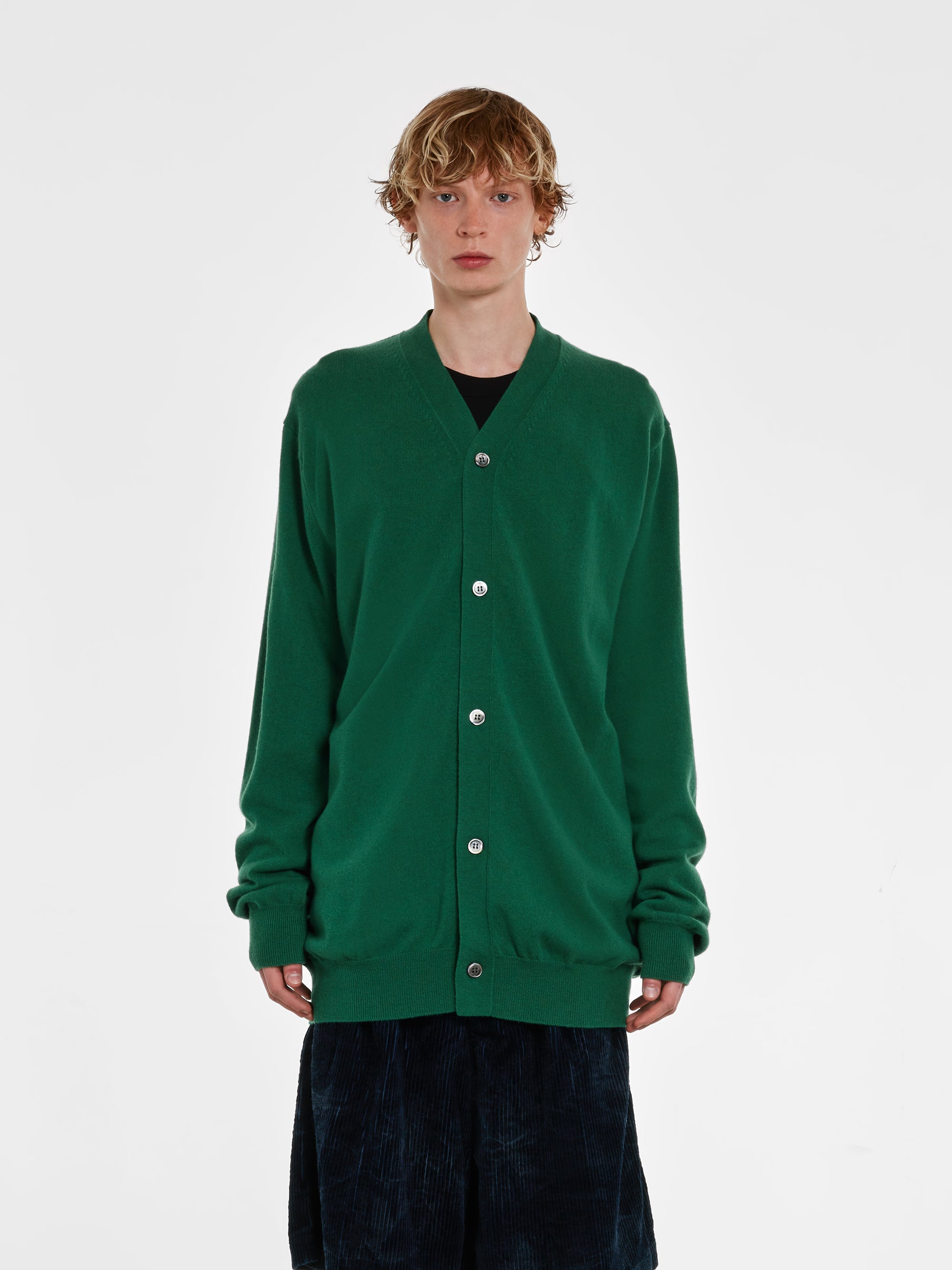 CDG Shirt - Men's Wool Cardigan - (Green) view 1