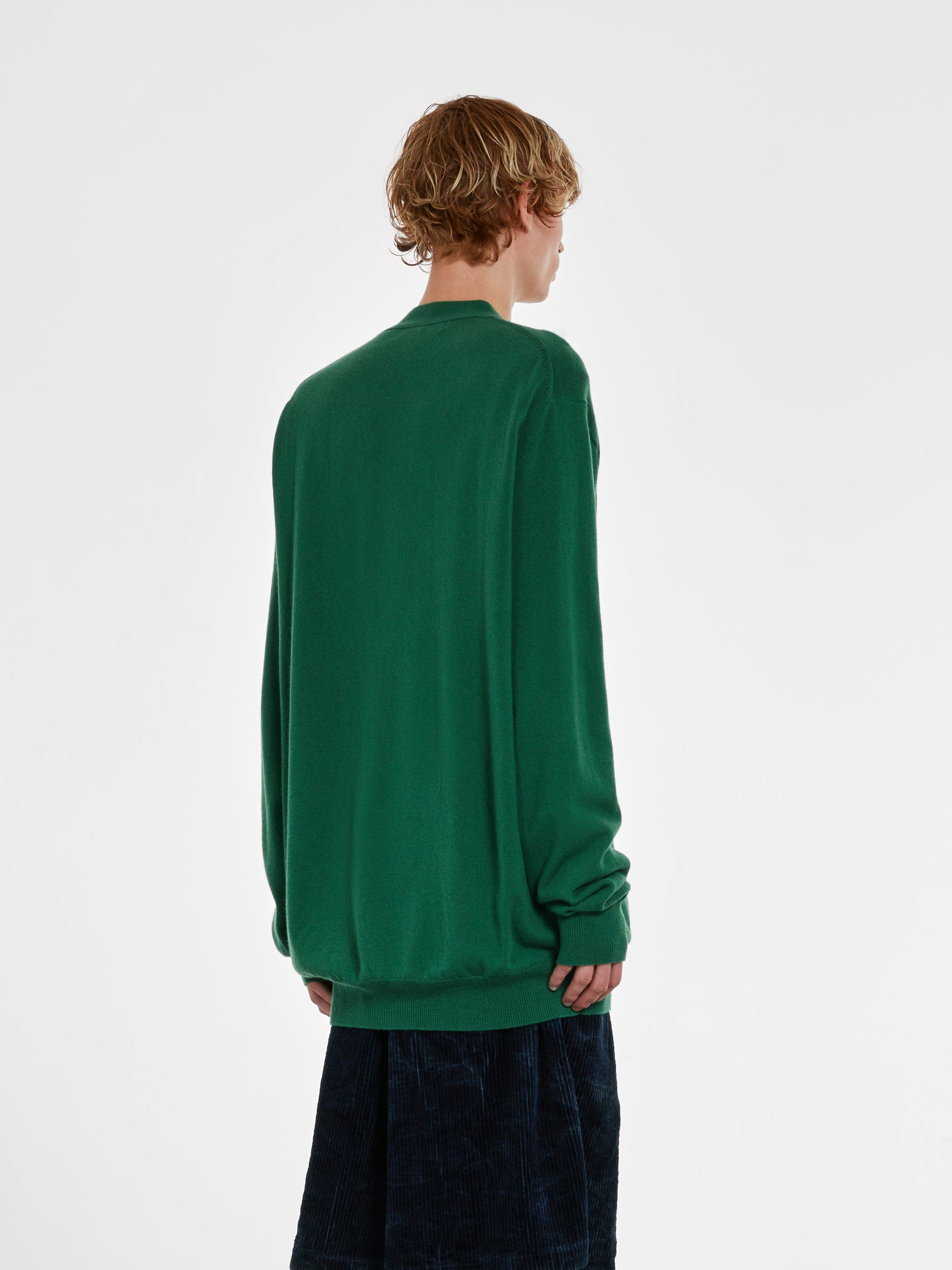 CDG Shirt - Men's Wool Cardigan - (Green) view 3