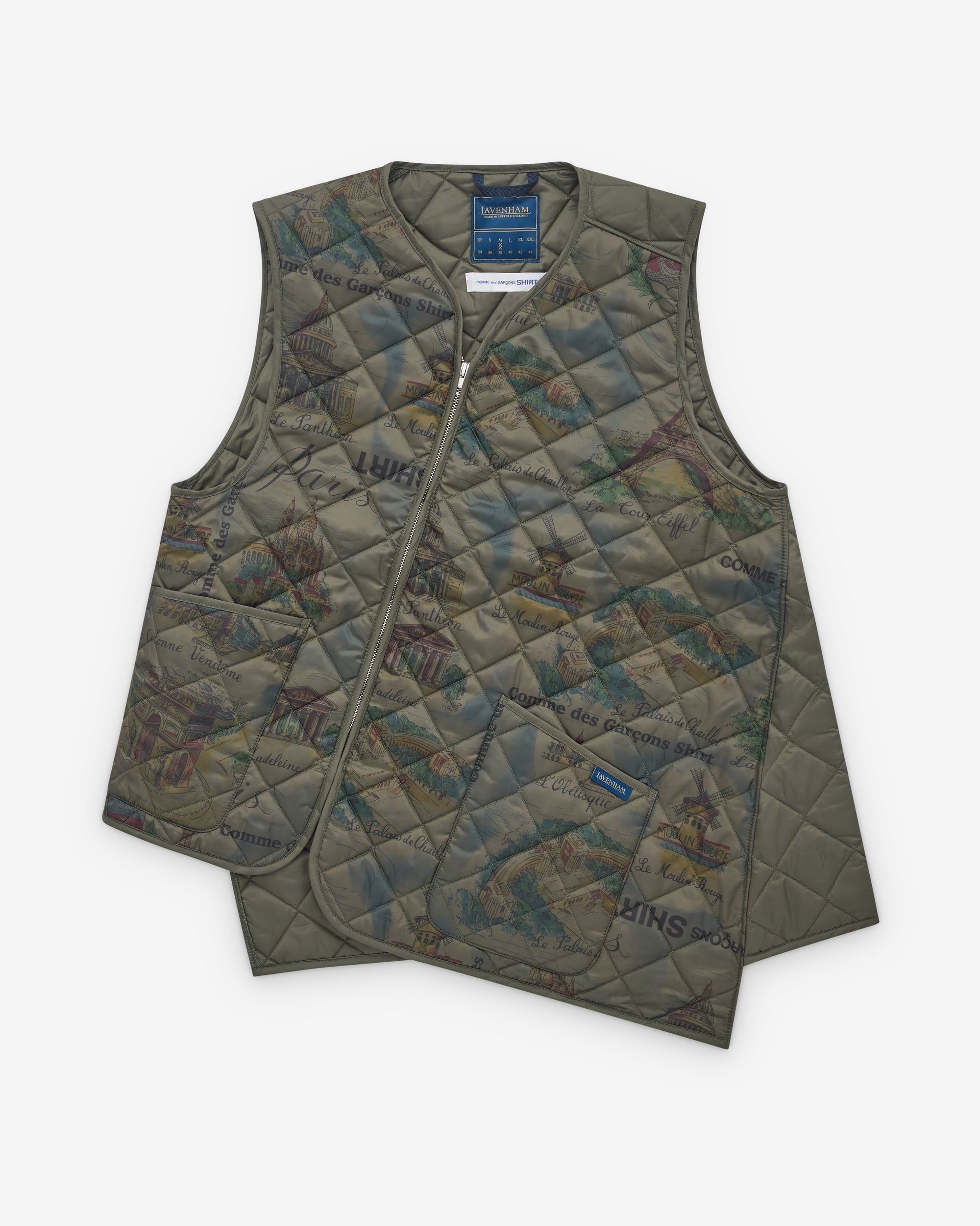 CDG Shirt: Men's Lavenham Bias Quilted Vest (Dark Khaki) DSML E-SHOP