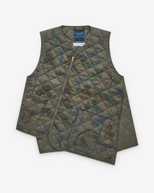 CDG Shirt - Men's Lavenham Bias Quilted Vest - (Dark Khaki)