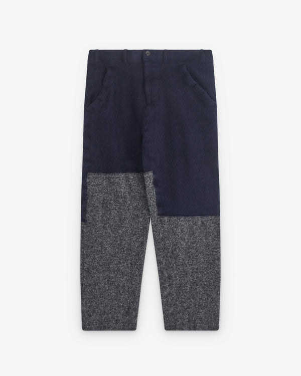 CDG Shirt - Men’s Colour Block Wool Trousers - (Navy/Grey)
