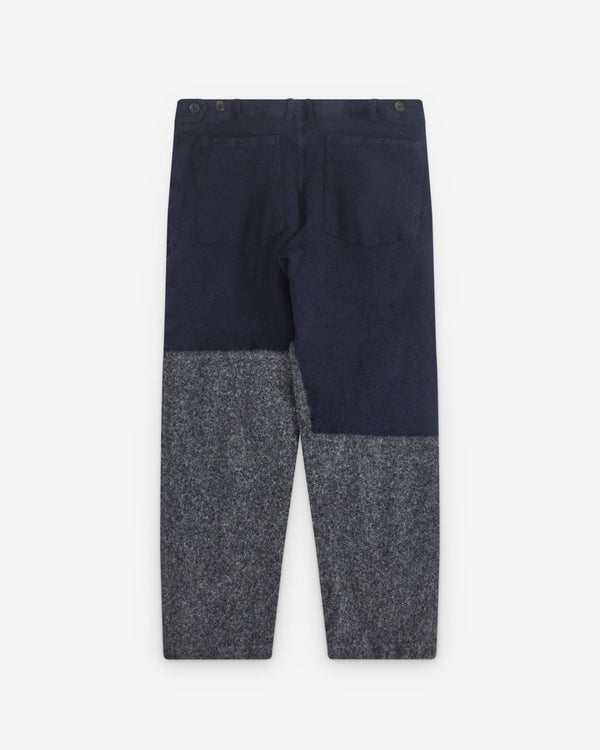 CDG Shirt - Men’s Colour Block Wool Trousers - (Navy/Grey)
