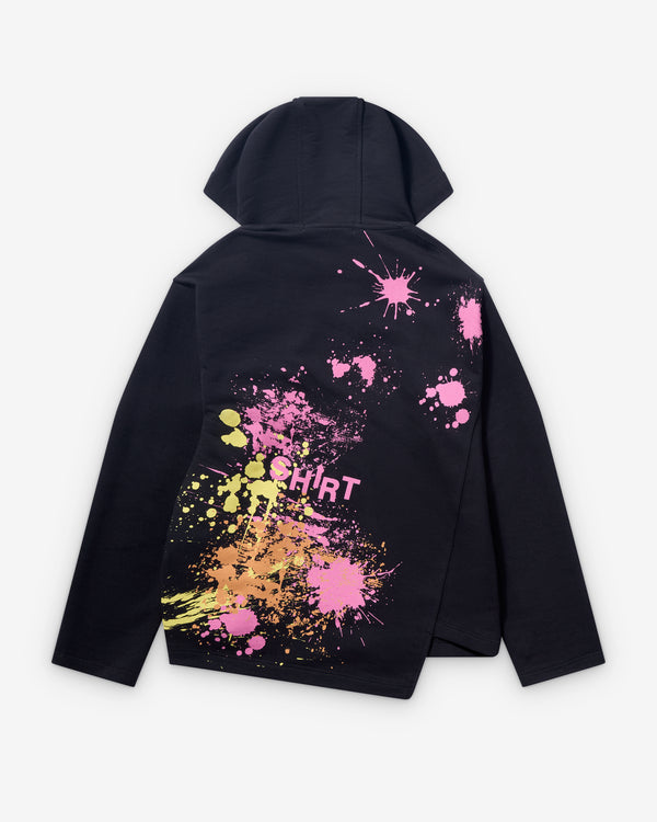 CDG Shirt - Men's Graphic Paint Splatter Zip Hoodie - (Black)