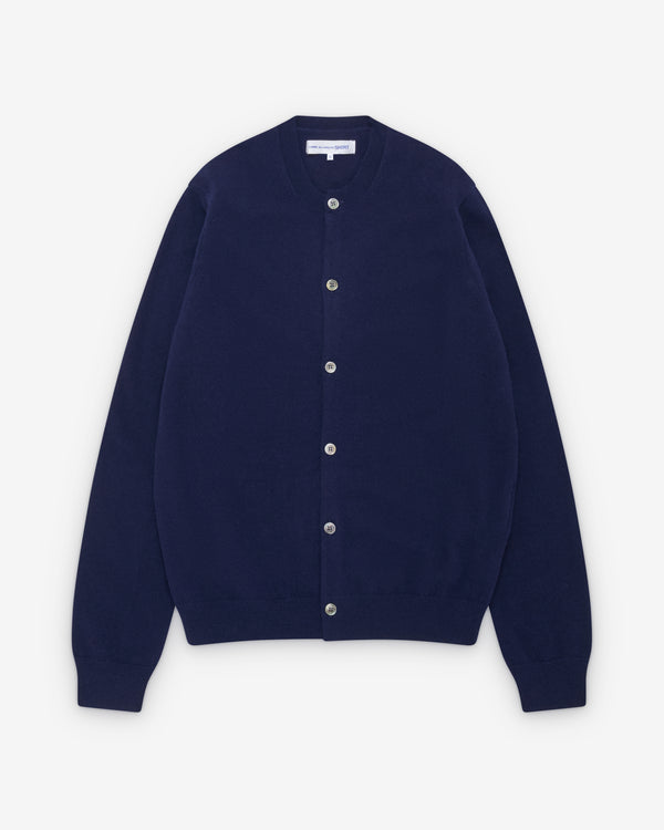 CDG Shirt Forever - Round Neck Lambswool Cardigan - (Navy)