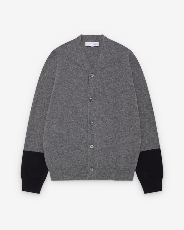 CDG Shirt Forever - V-Neck Contrast Cardigan - (Grey/Black)