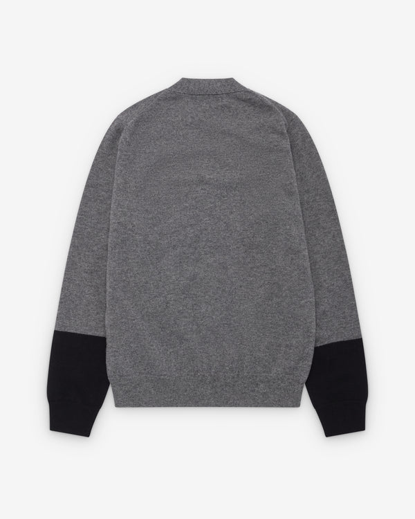 CDG Shirt Forever - V-Neck Contrast Cardigan - (Grey/Black)