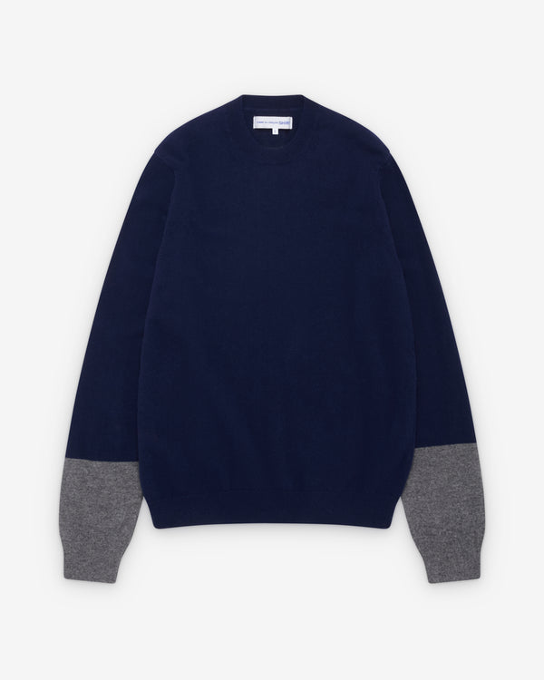 CDG Shirt Forever - Round Neck Contrast Jumper - (Navy/Grey)