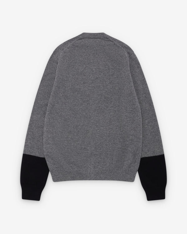 CDG Shirt Forever - Round Neck Contrast Cardigan - (Grey/Black)