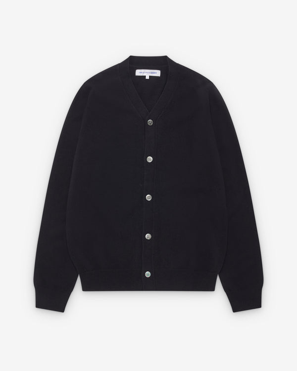 CDG Shirt Forever - V-Neck Lambswool Cardigan - (Black)