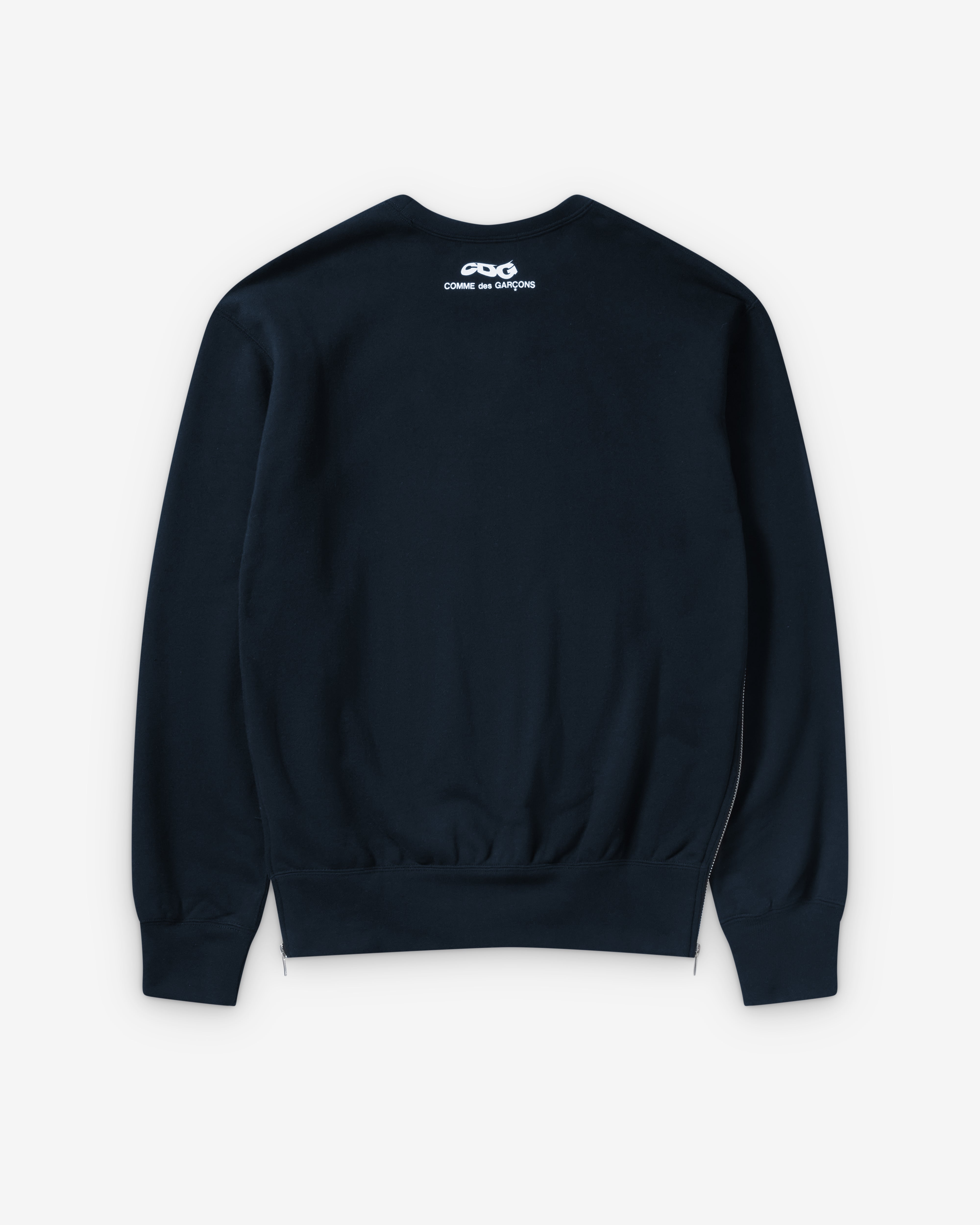 CDG: Crewneck Sweatshirt With Zip (Navy) | Dover Street Market London