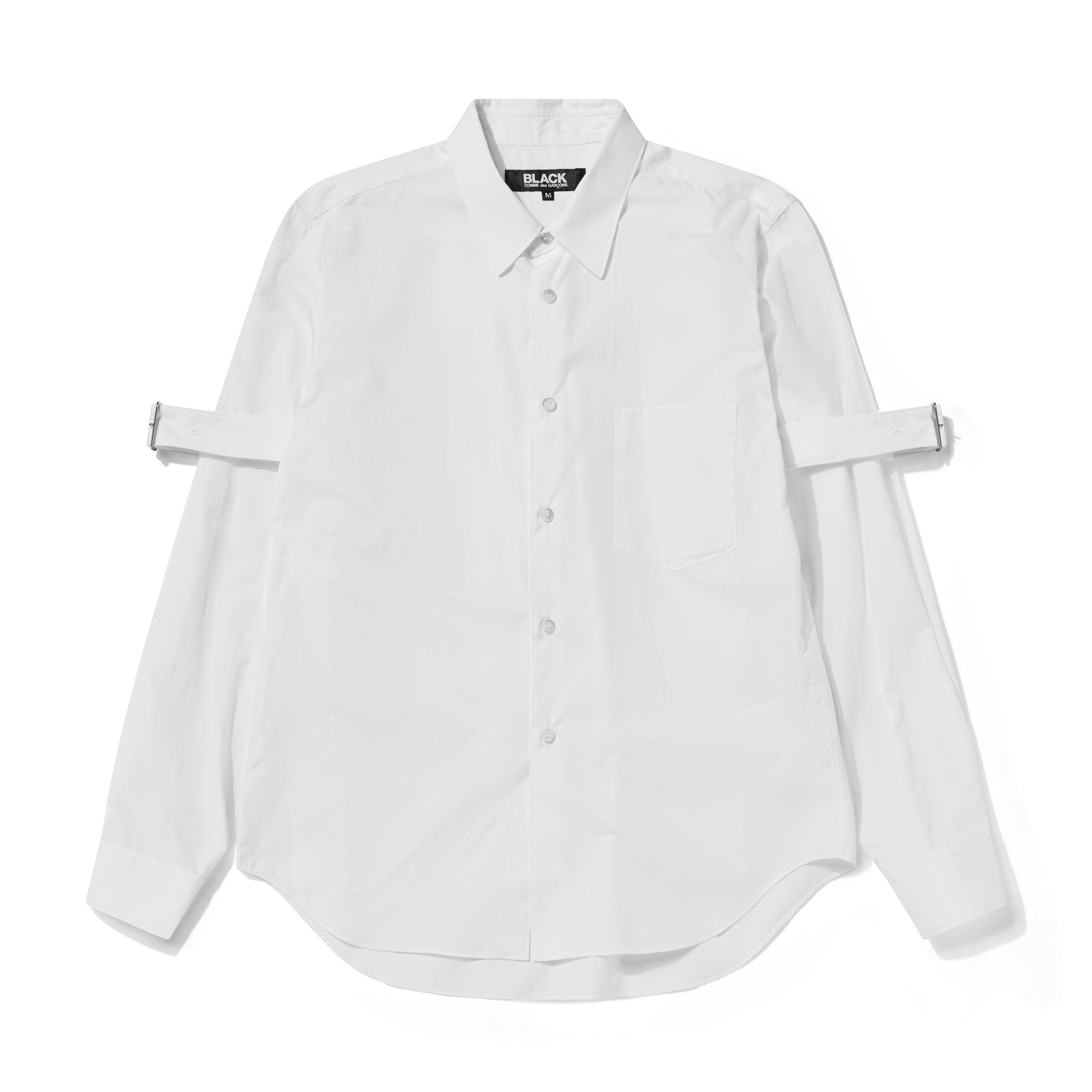 BLACK COMME des GARÇONS 半袖シャツ XS ホワイト BLACK Comme des Garçons: Buckled Arm Shirt (White) | Dover Street