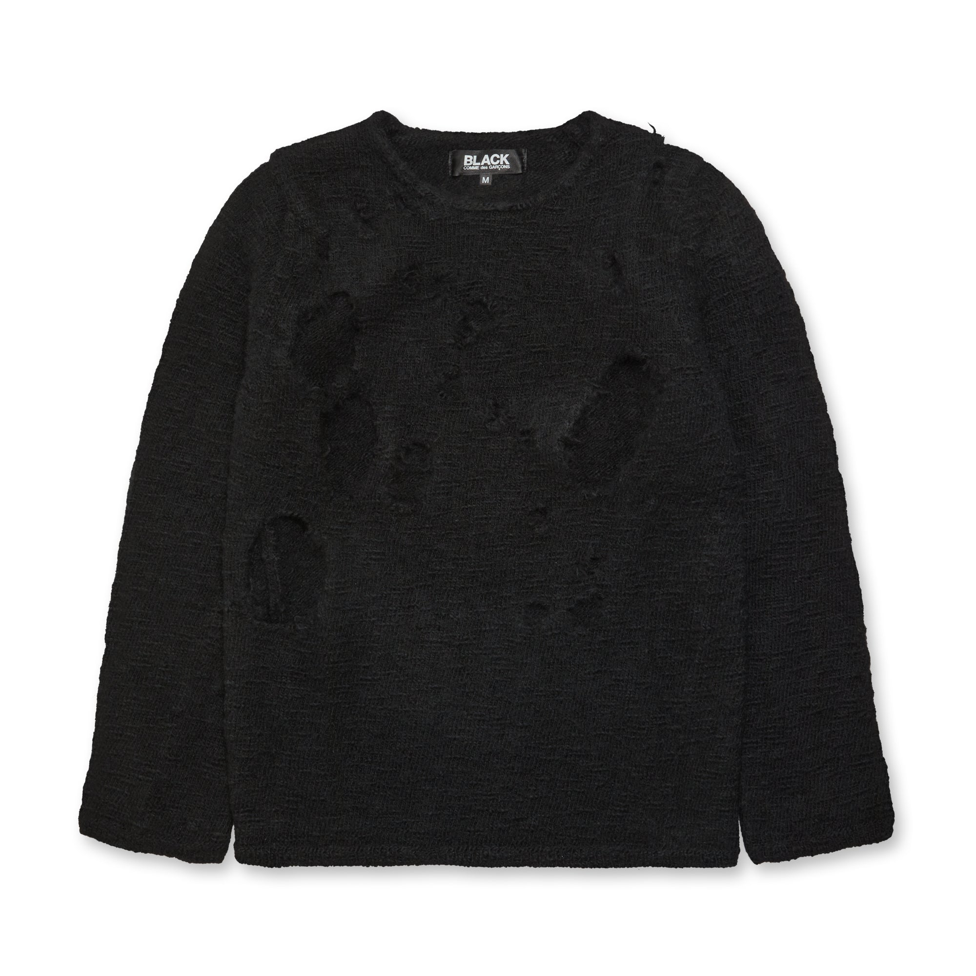 BLACK Comme des Garçons  - Distressed Crewneck Sweater - (Black) view 1
