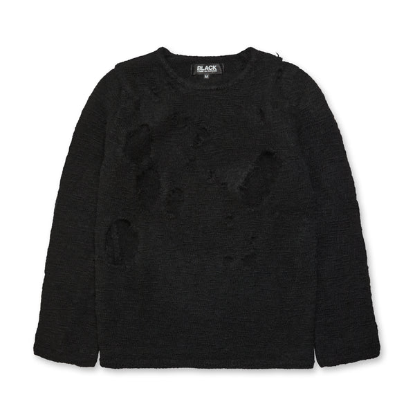 BLACK Comme des Garçons  - Distressed Crewneck Sweater - (Black)