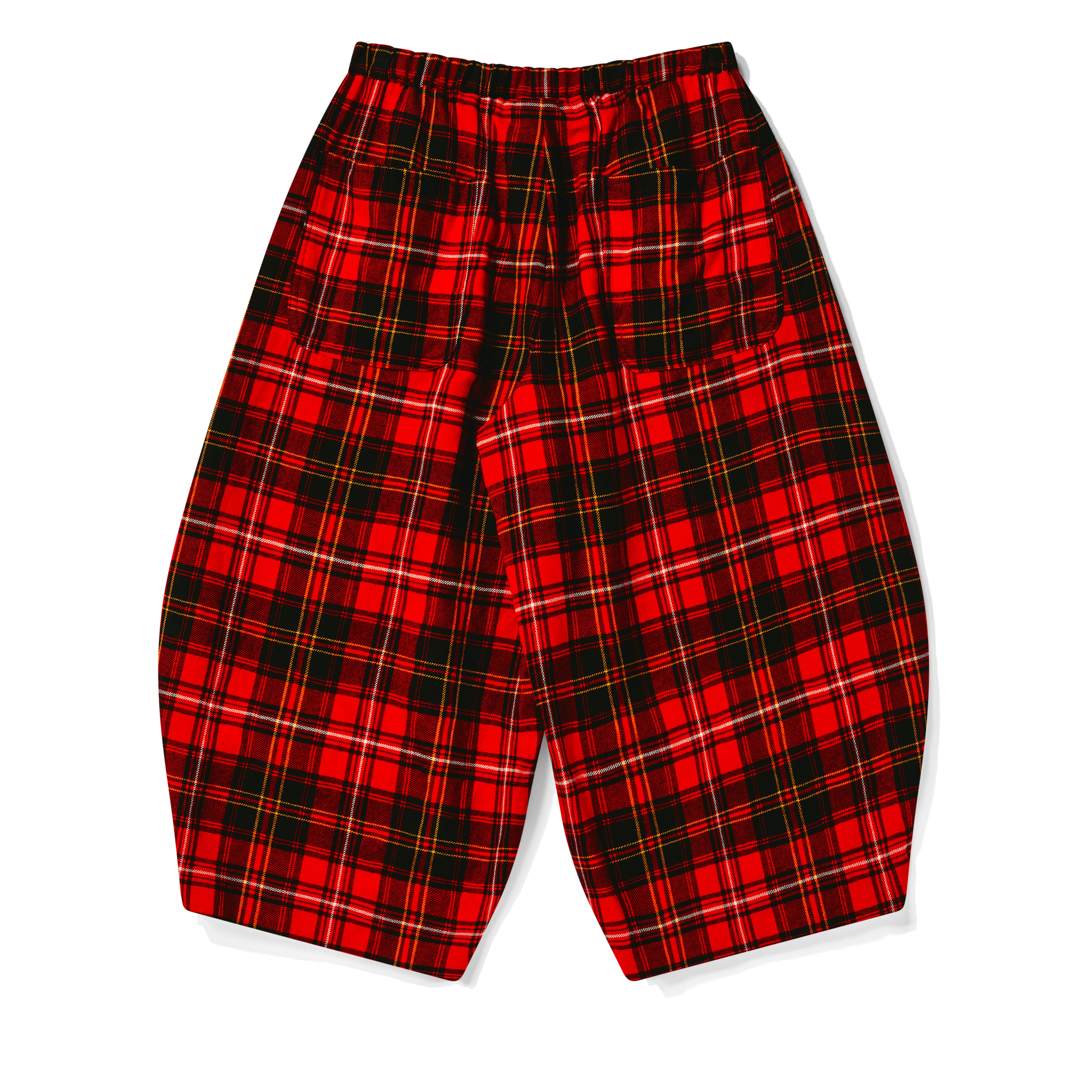 BLACK Comme des Garçons: Tartan Wool Balloon Pants (Red/Black