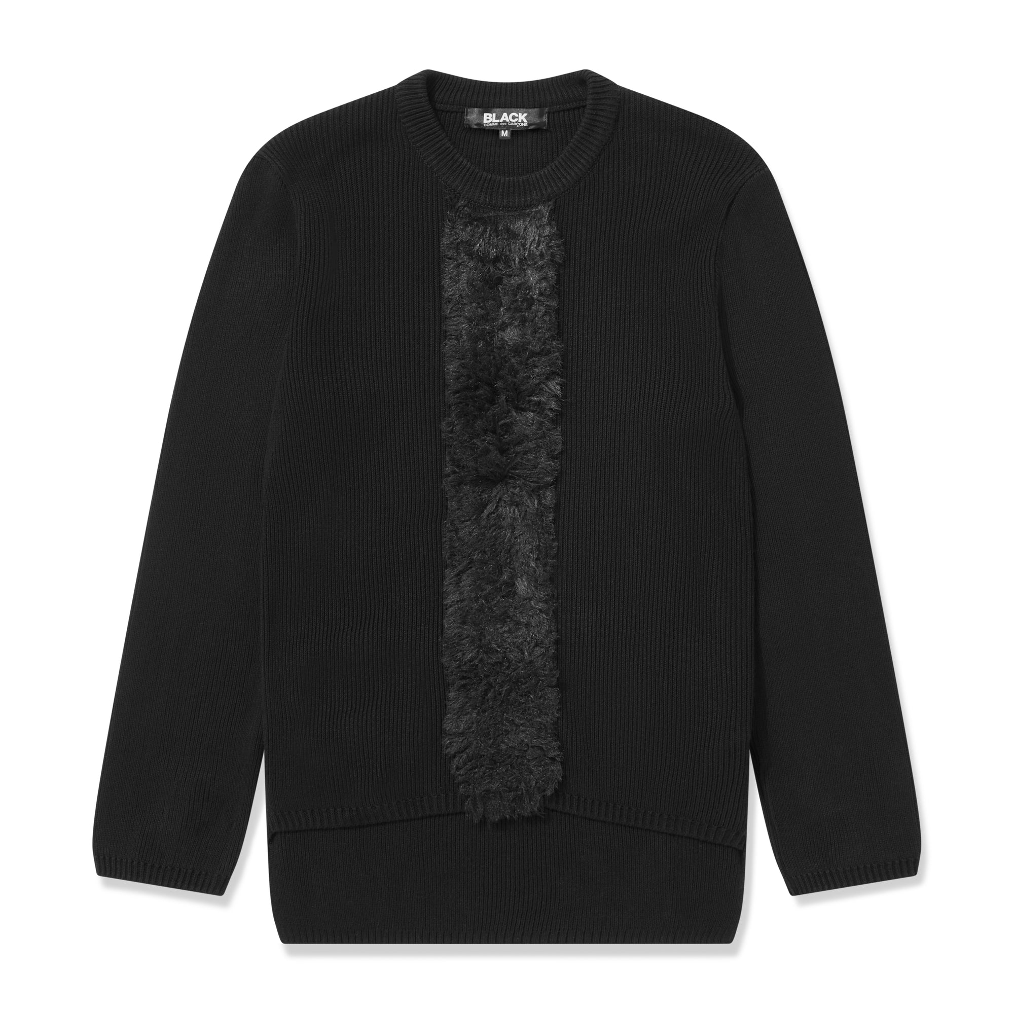 BLACK Comme des Garçons: Vertical Faux Fur Sweater (Black) DSML