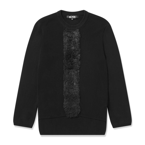 BLACK Comme des Garçons - Vertical Faux Fur Sweater - (Black)