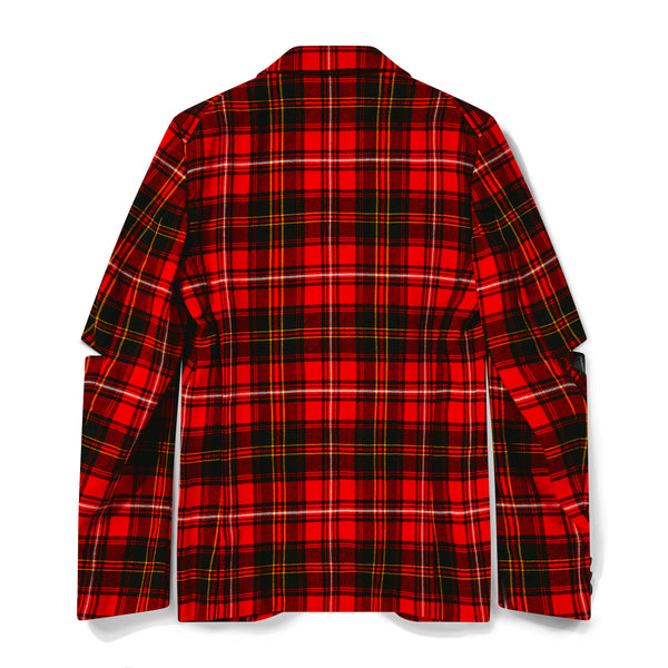 BLACK Comme des Garçons - Tartan Wool Buckled Sleeve Jacket - (Red/Black)