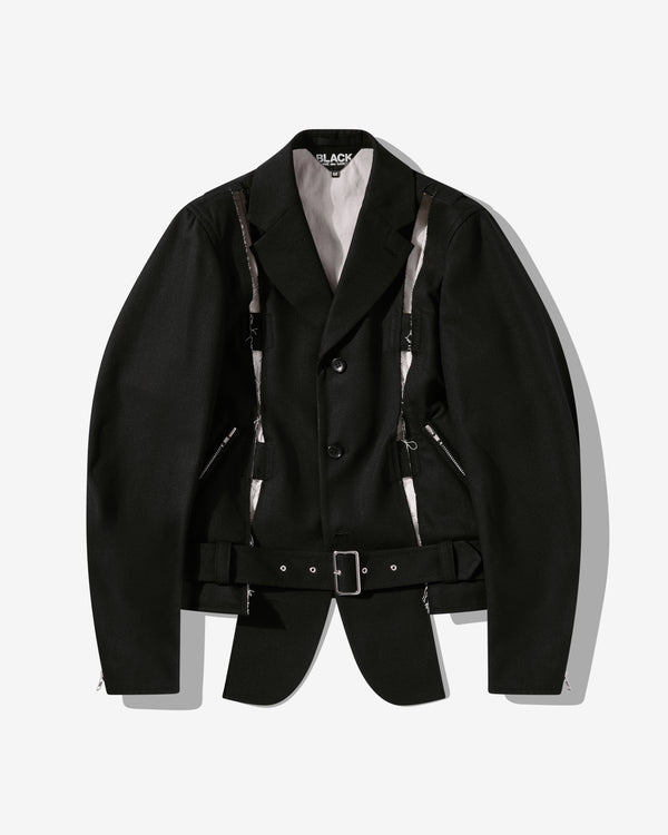 Black Comme Des Garçons - Cut Out Buckle Detail Jacket - (Black)