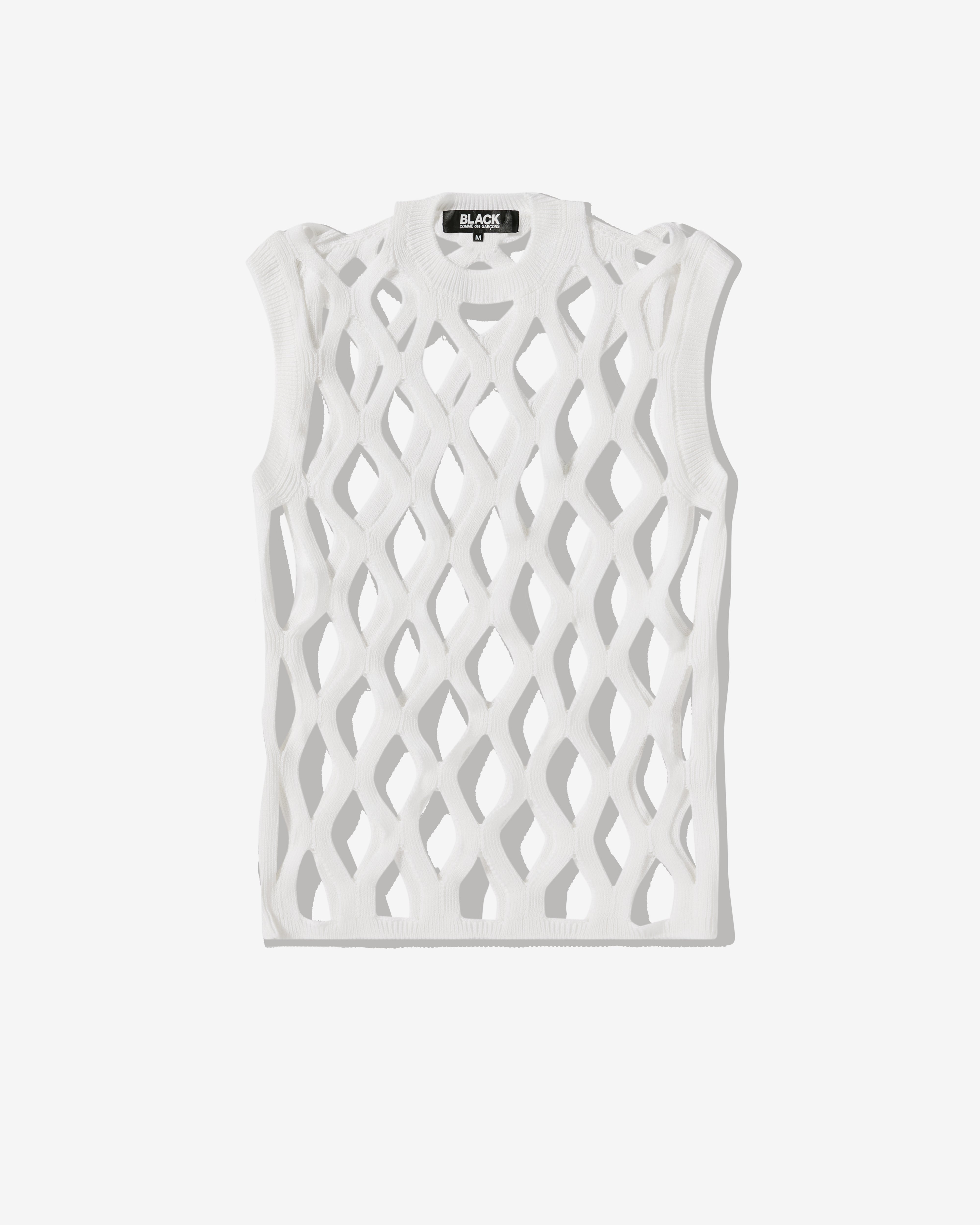 Black Comme Des Garçons: Mesh Vest (White) | DSML E-SHOP