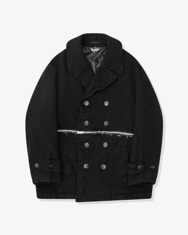 Black Comme des Garçons - Thick Tweed Zipped Pea Coat - (Black)