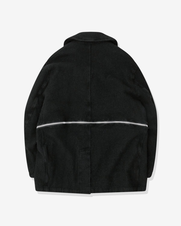 Black Comme des Garçons - Thick Tweed Zipped Pea Coat - (Black)