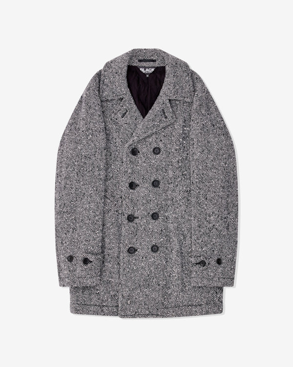 Black Comme des Garçons - Tweed Herringbone Pea Coat - (Black/White)