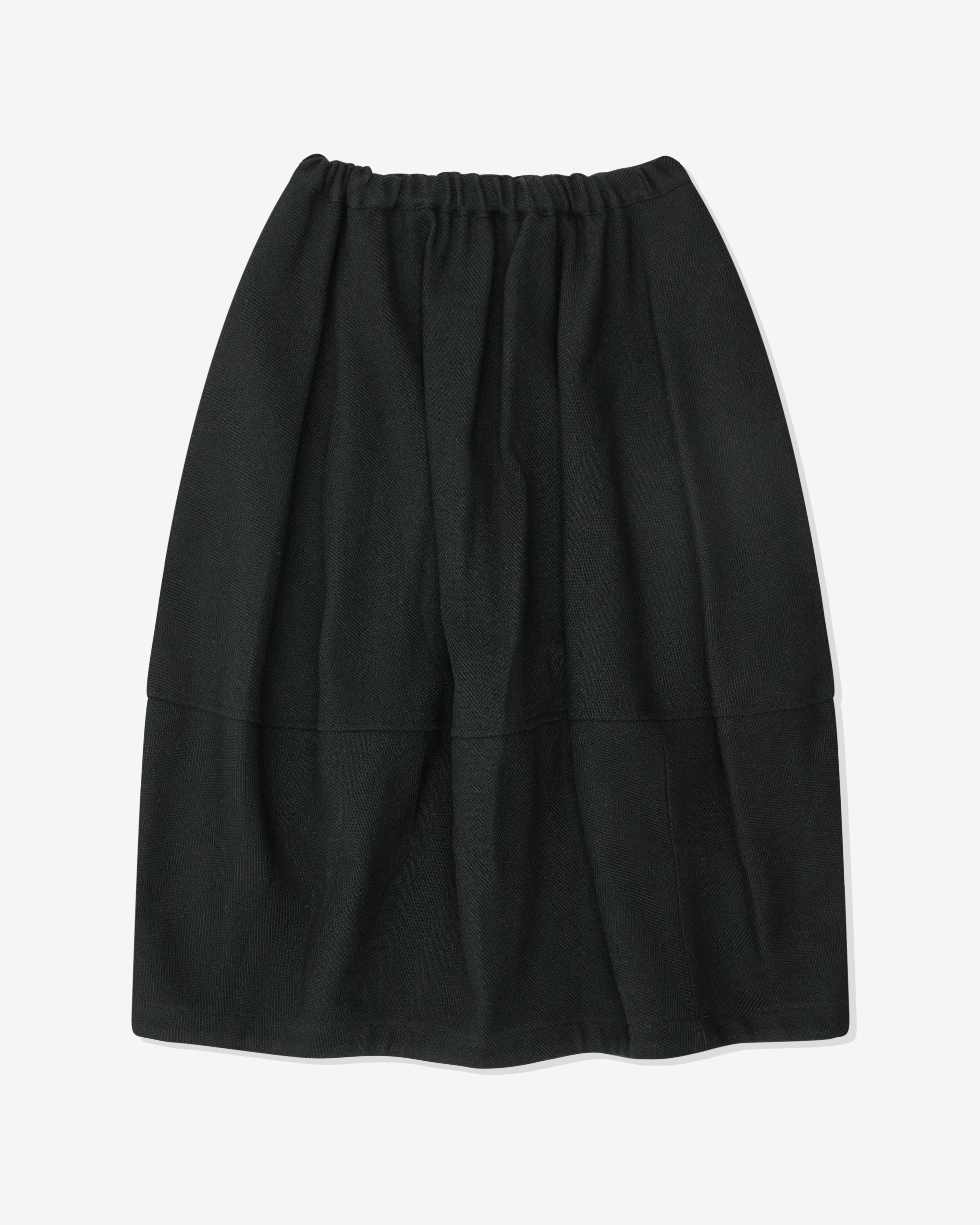 Black Comme des Garçons: Wool Tweed Herringbone Skirt (Black