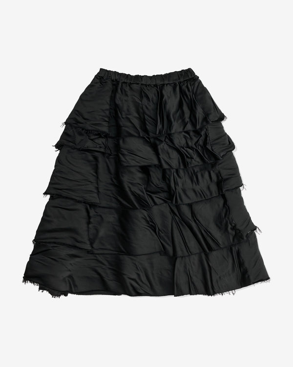 Black Comme des Garçons - Raw Edge Layered Skirt - (Black)
