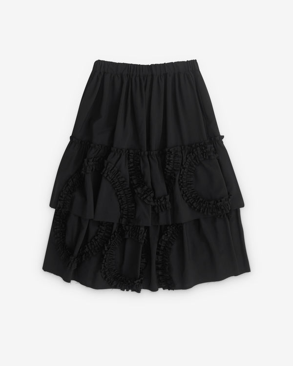 Black Comme des Garçons - Tiered Ruffle Applique Skirt - (Black)