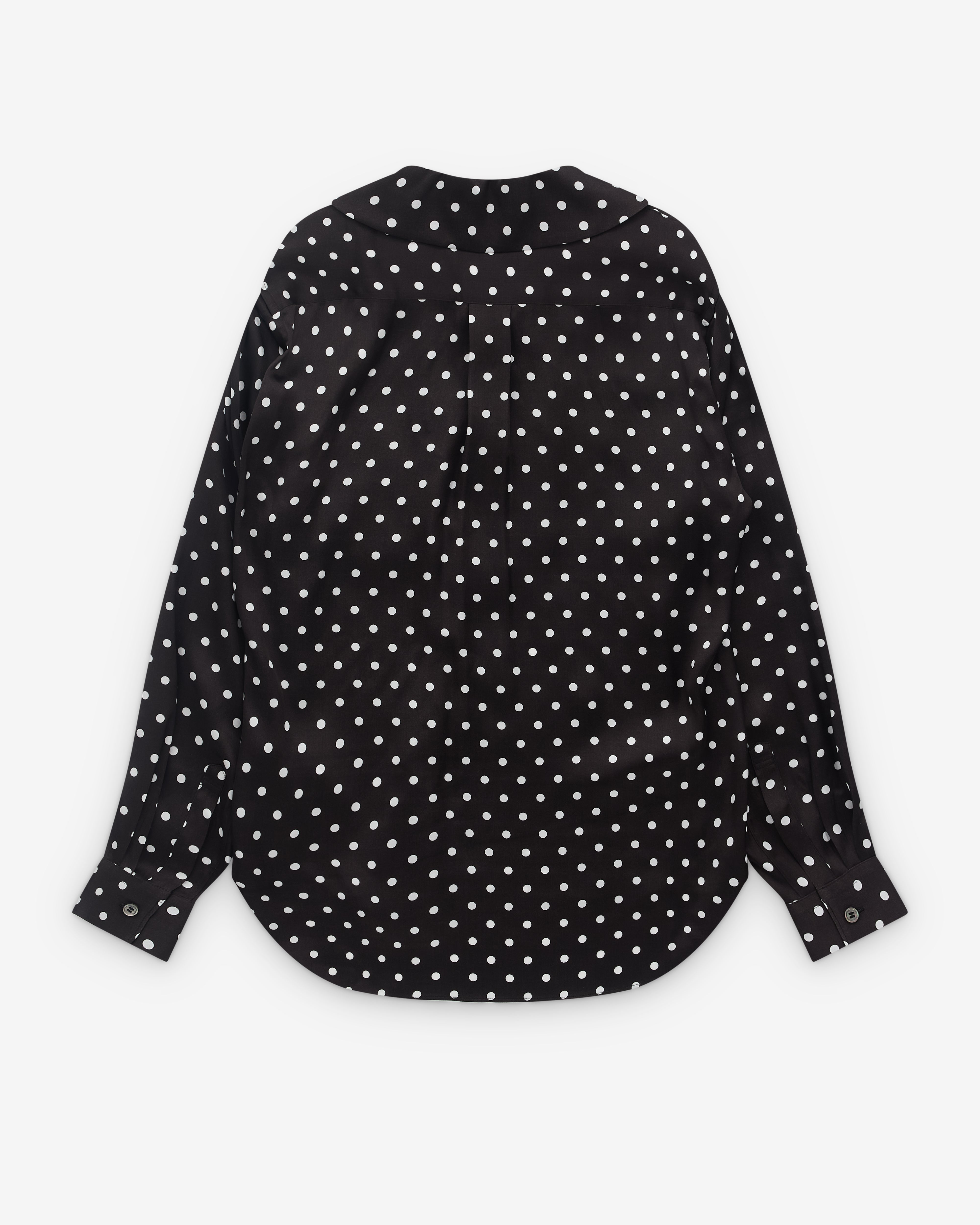 Black Comme des Garçons: Round Collar Polka Dot Shirt (Black