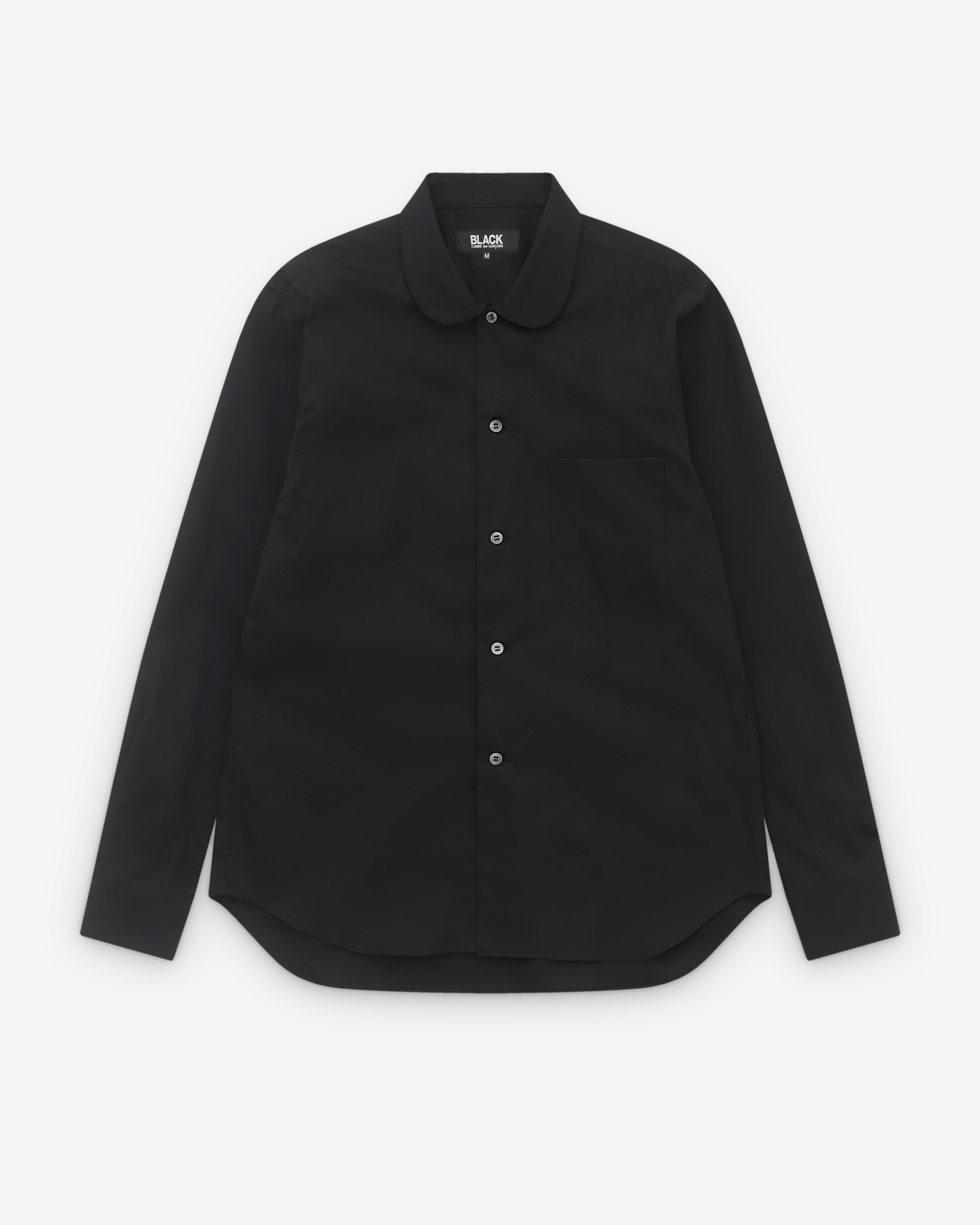 Black Comme des Garçons: Round Collar Shirt (Black) | Dover Street Black Comme des Garçons: Round Collar Shirt (Black) | Dover Street
