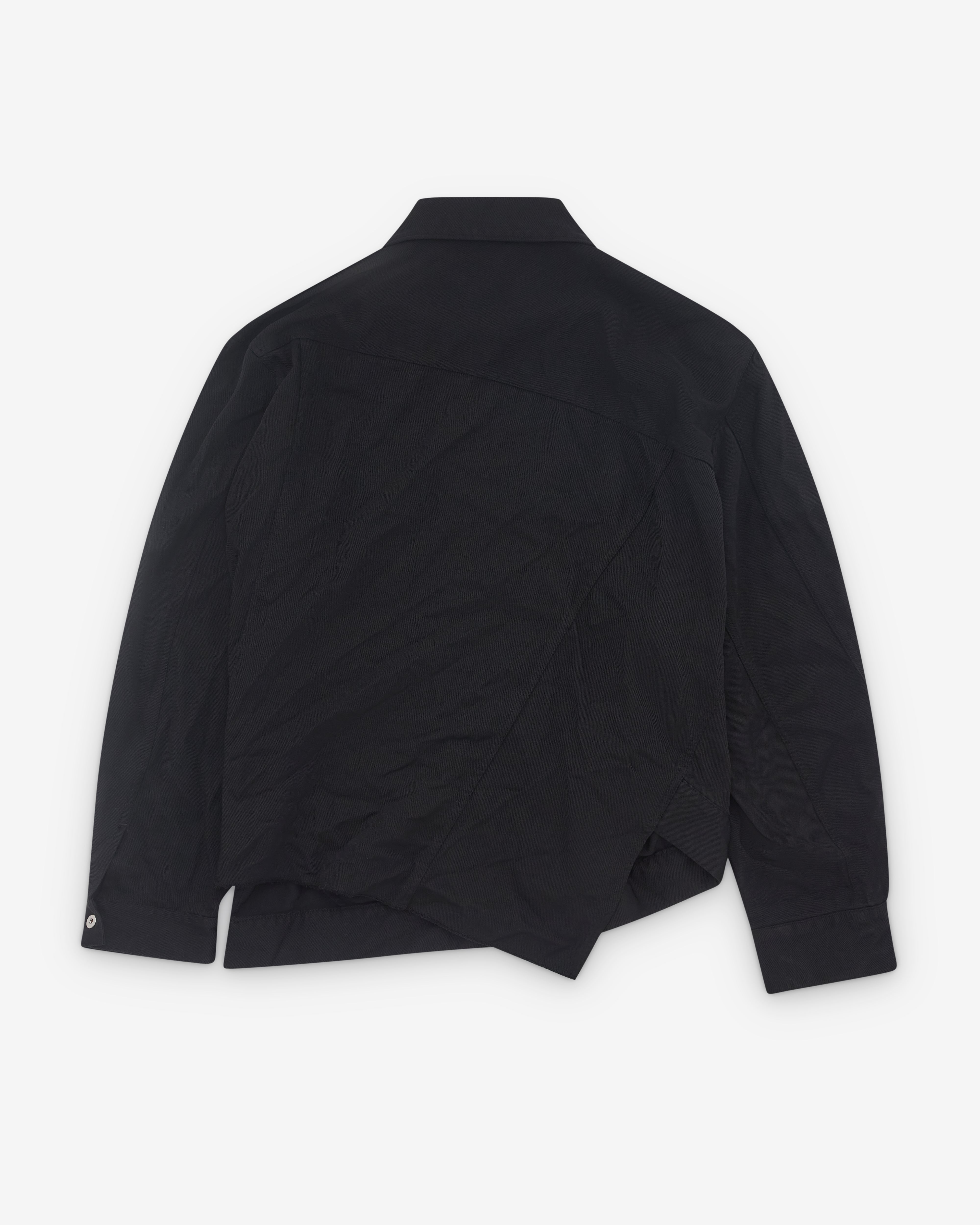 Black Comme des Garçons: Asymmetric Trucker Jacket (Black) | Dover