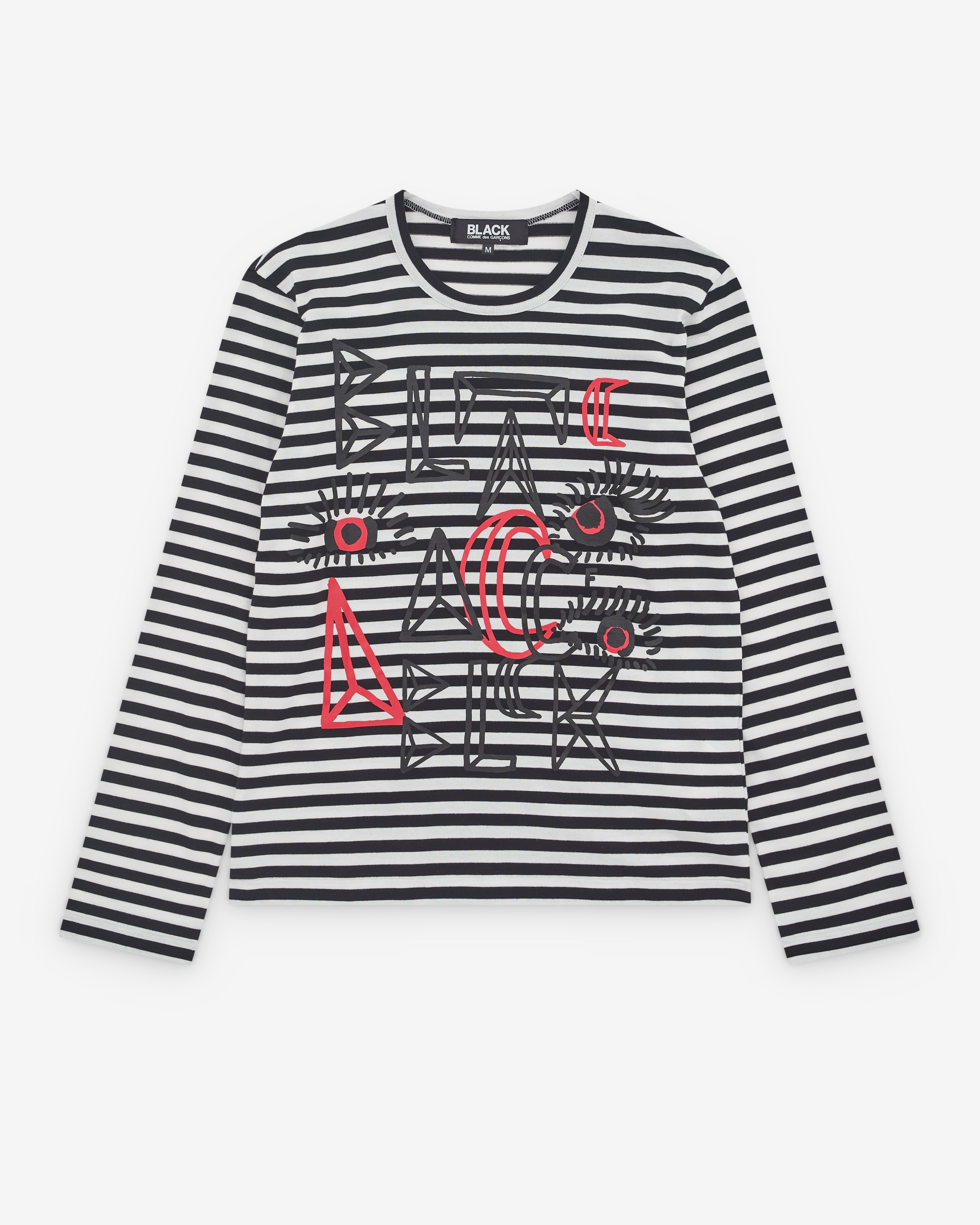 Black Comme des Garçons: Striped Long Sleeve T-Shirt (White/Black