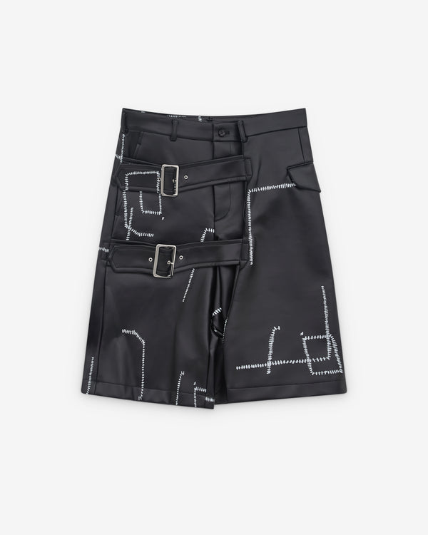 Black Comme des Garçons - Printed Stitch Detail Shorts - (Black)