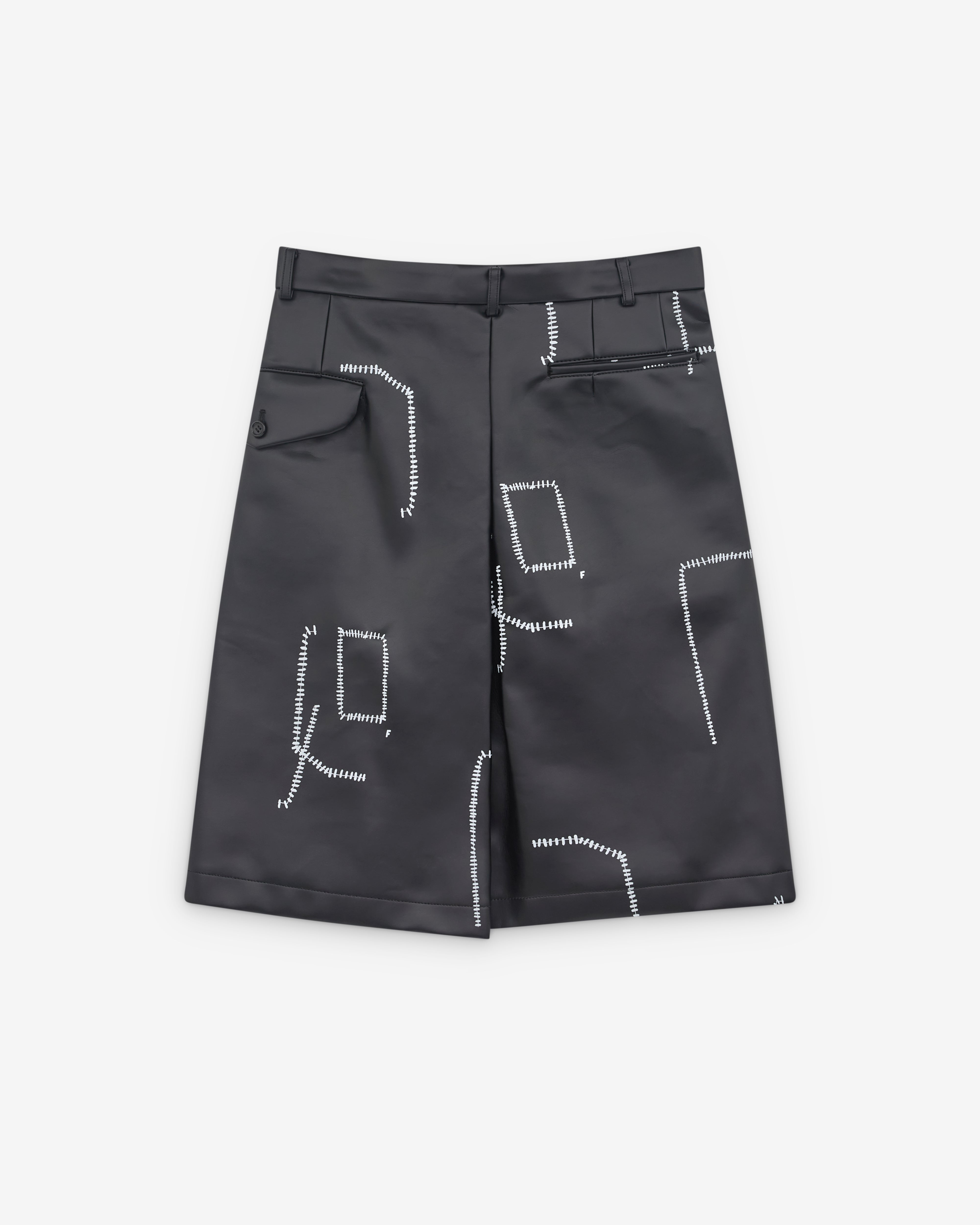 Black Comme des Garçons: Printed Stitch Detail Shorts (Black