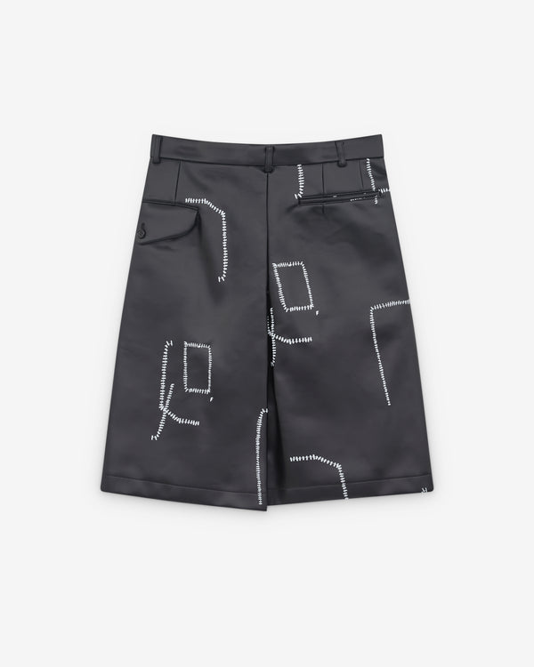 Black Comme des Garçons - Printed Stitch Detail Shorts - (Black)