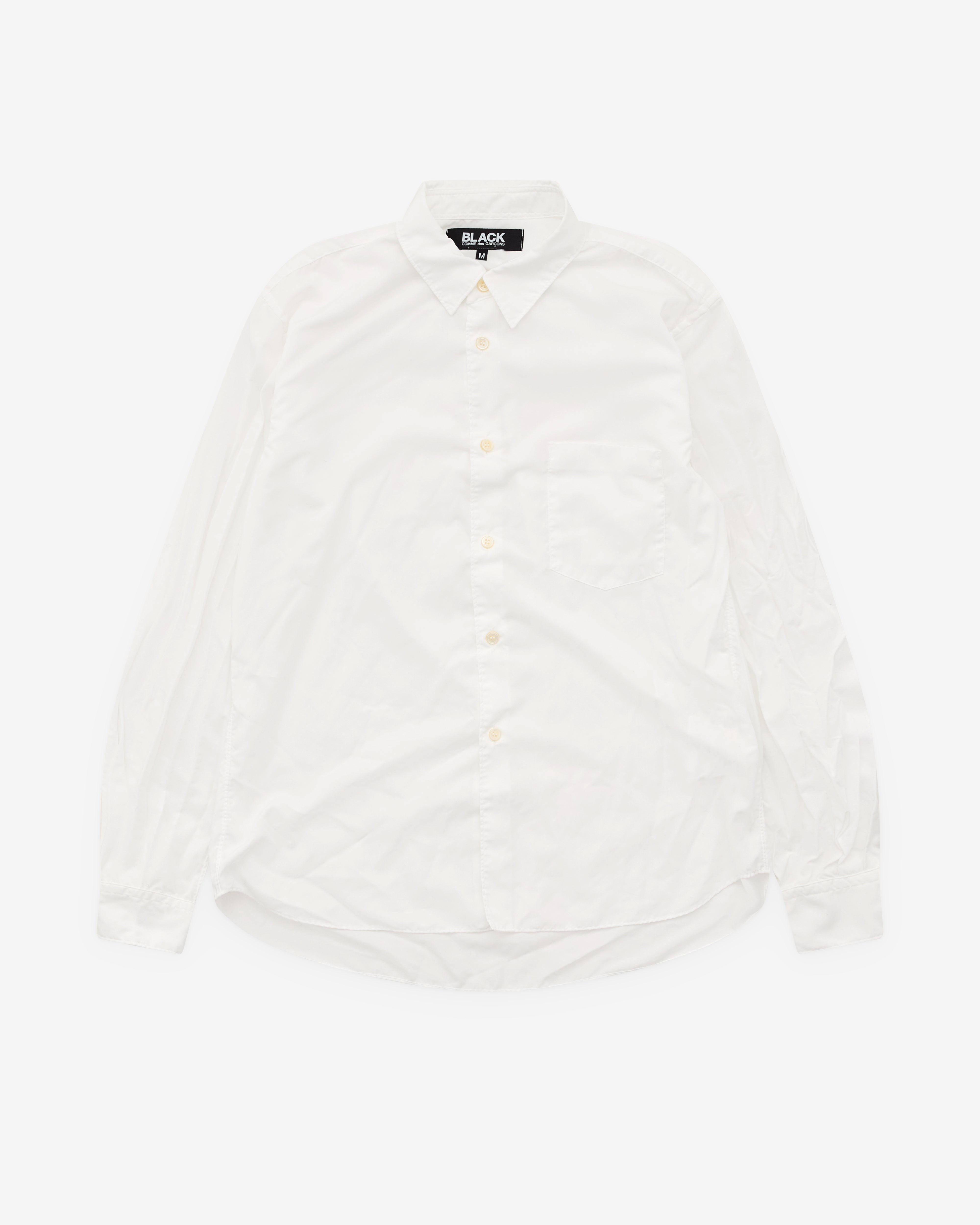 Black Comme des Garçons: Creased Shirt (White | DSML E-SHOP