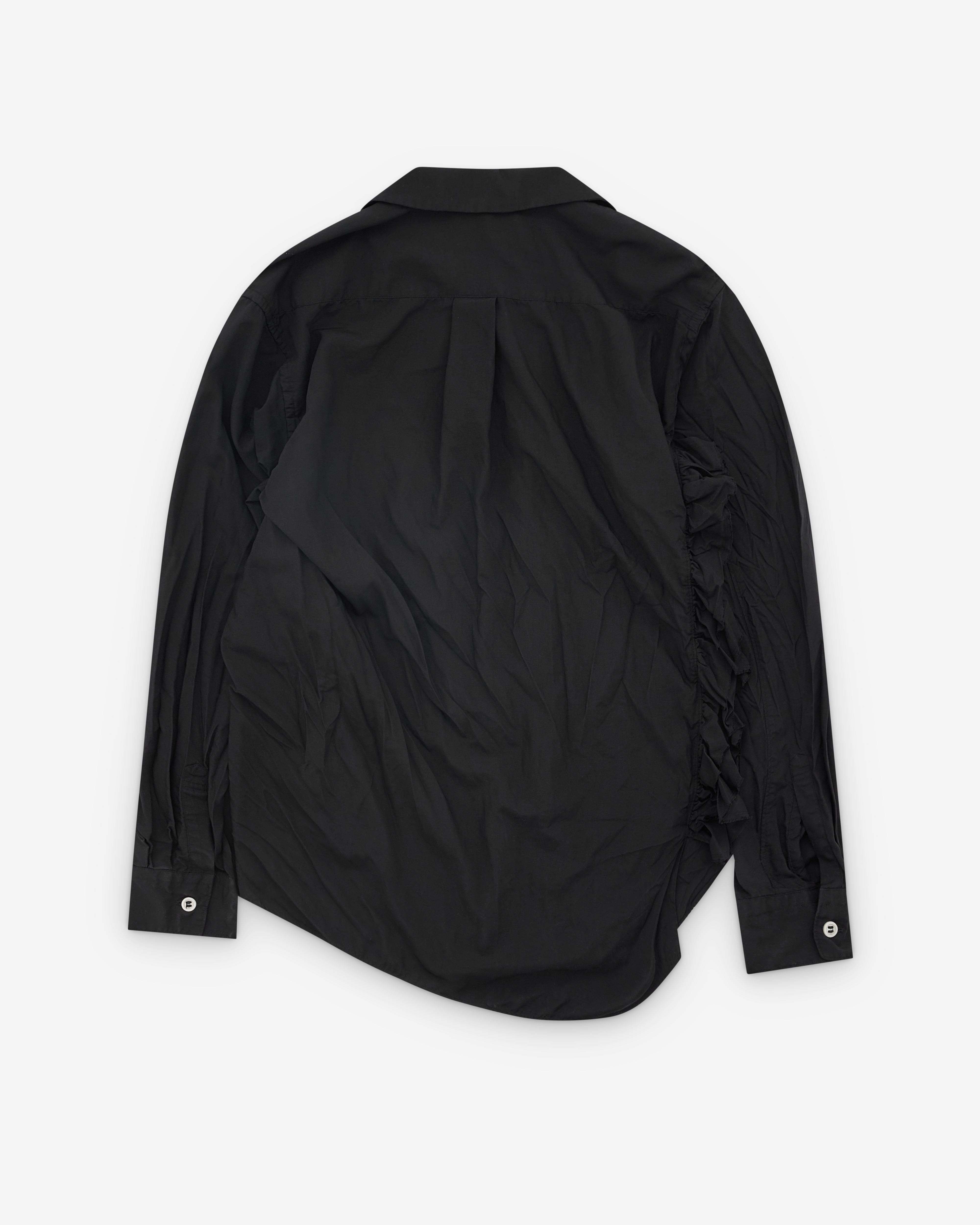 Black Comme des Garçons: Asymmetric Ruffle Shirt (Black) | DSML E-SHOP